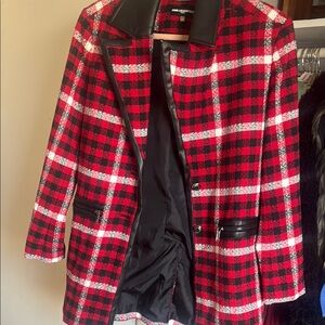 Plaid Red and Black Women's Jacket